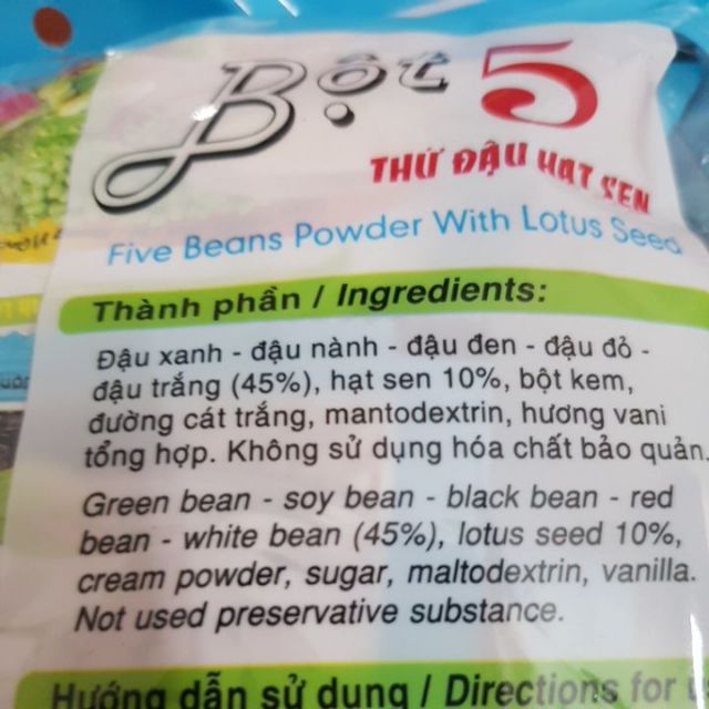 Bột năm thứ đậu Hạt Sen Bích Chi - Có đường - 10 gói