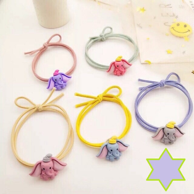 [HCM](Set 5 sợi) Chun buộc tóc/Thun cột tóc hoạt hình voi