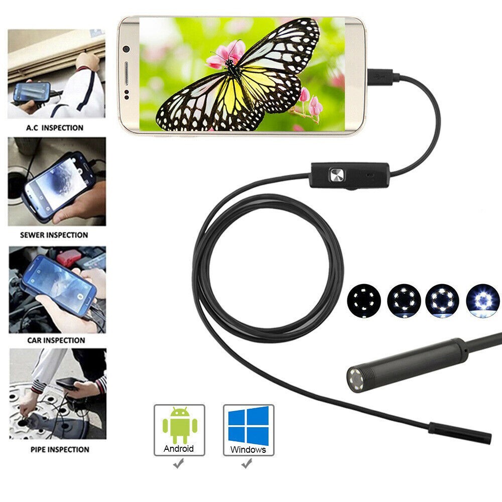 Camera Nội Soi Tai Mũi Họng, Camera Nội Soi Điện Thoại, Camera Nội Soi Chống Nước, Camera Nội Soi. Camera nội soi CÁP CỨNG ĐỊNH HÌNH siêu nhỏ 5.5mm chống nước cho Máy tính và Điện thoại