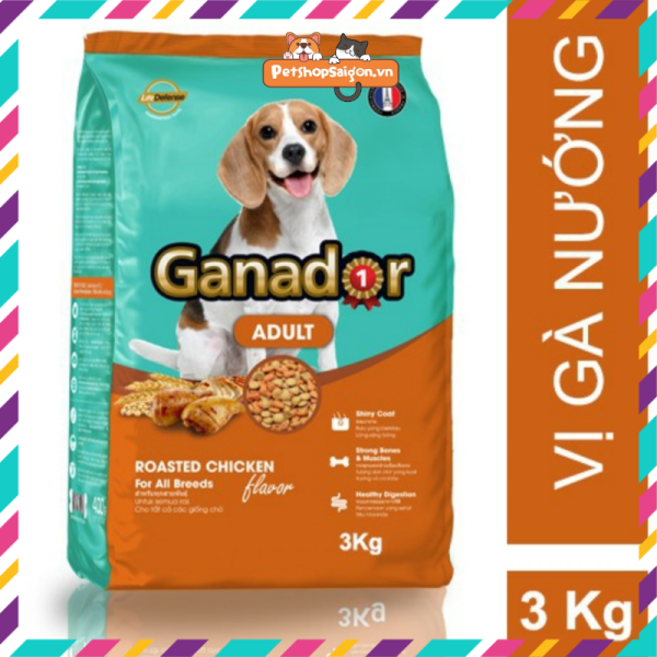 [HCM][GIÁ TỐT NÈ] Thức ăn cho chó trưởng thành Ganador vị gà nướng 3kg - Thái Lan