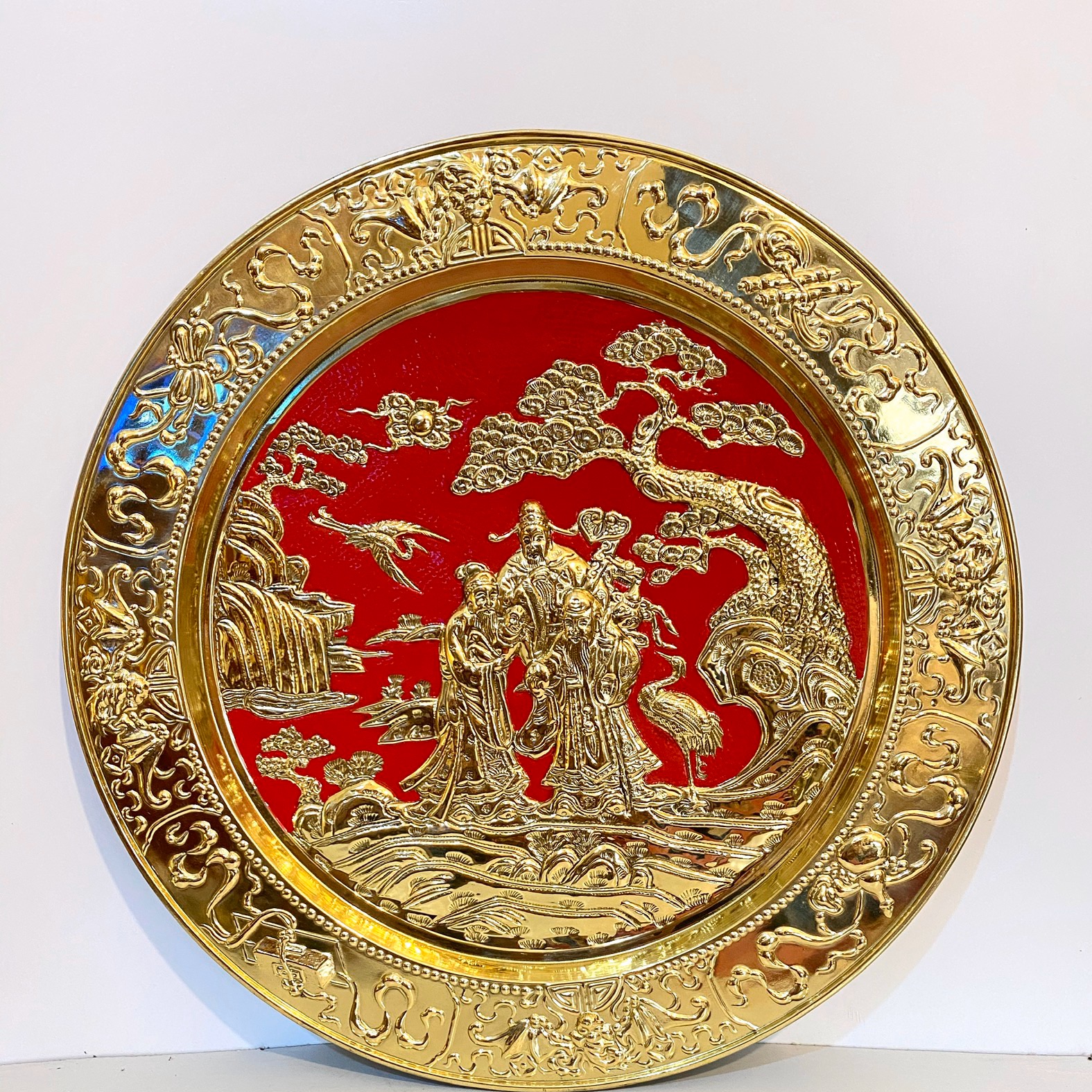 Mâm tam Đa chất liệu bằng đồng nhà sản xuất kích thước 53 cm  phong thủy tài Lộc