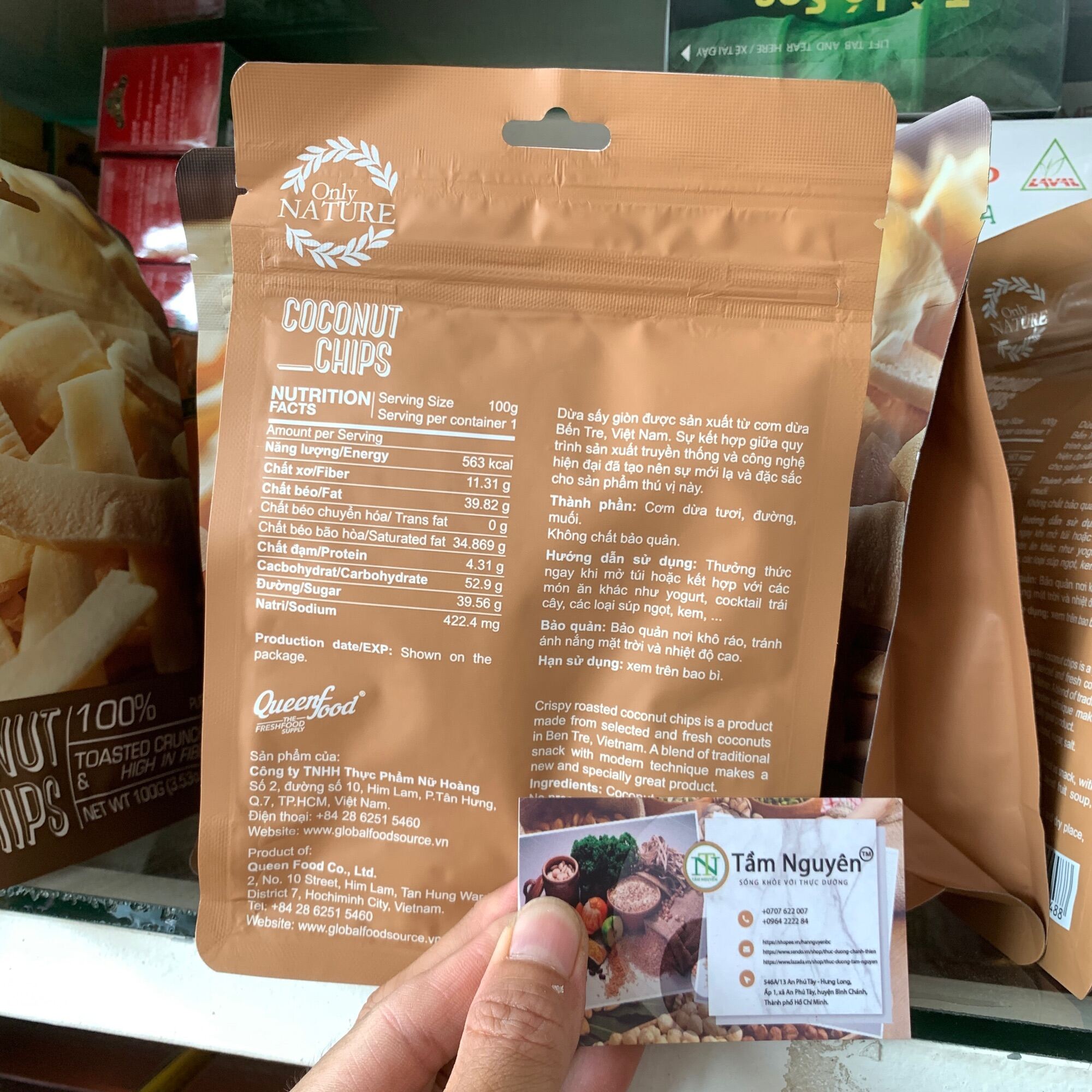 Dừa sấy giòn COCONUT CHIPS Túi (100g)-QueenFood