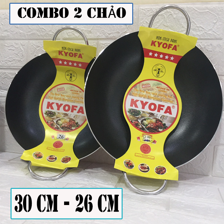 Chảo chống dính 2 quai sâu lòng size 30 cm và 26 cm - Chảo chống dính 2 quai cao cấp