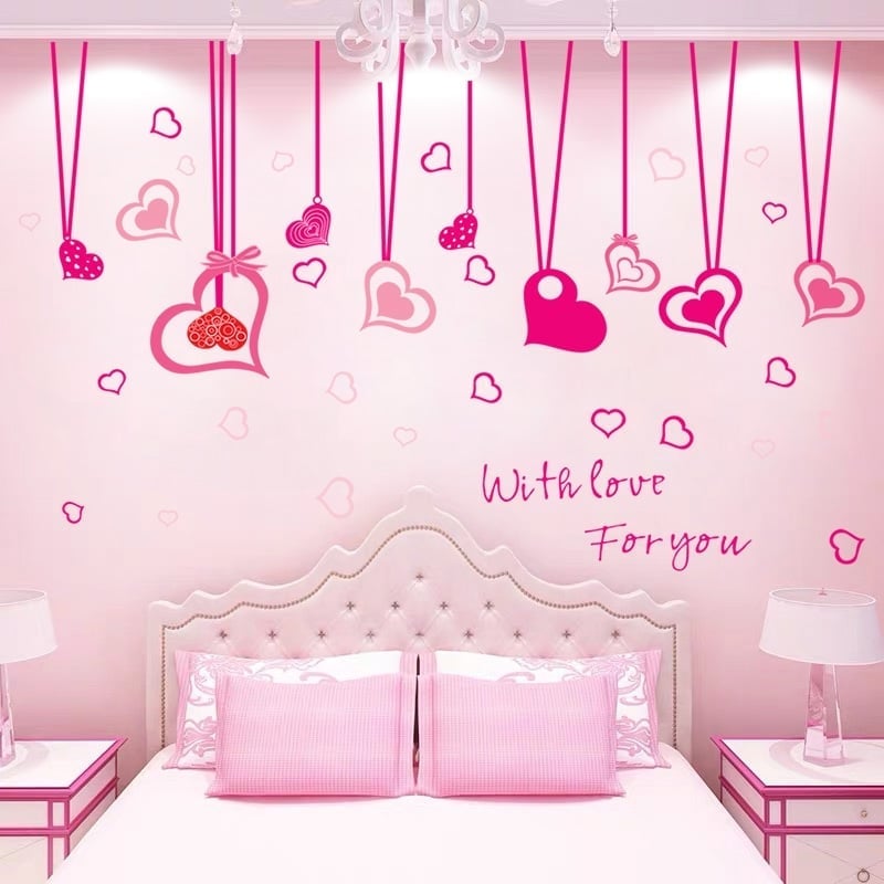 [HCM]DECAL DÁN TƯỜNG DÂY LEO TRÁI TIM HỒNG