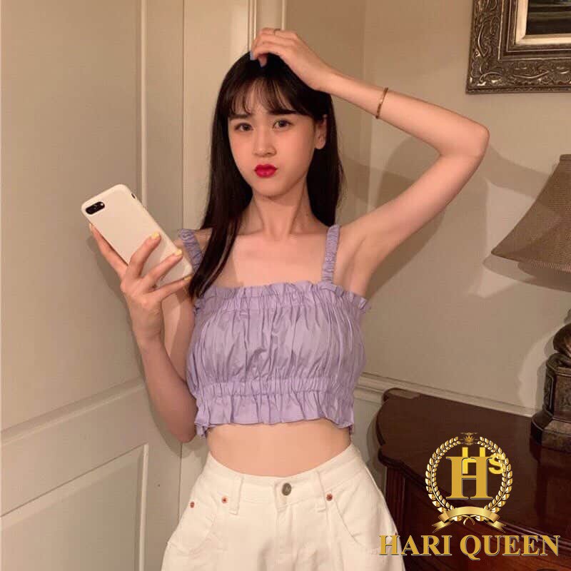 Áo đũi croptop 2 dây chun ngực HSU0720