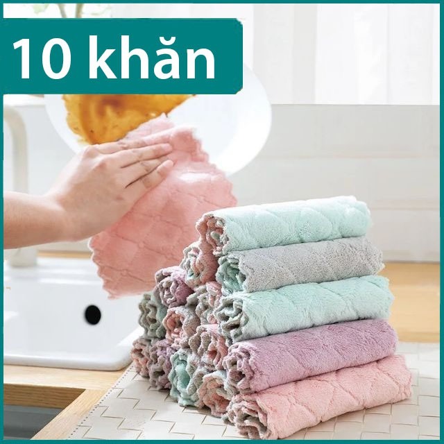 Set 10 khăn lau bếp đa năng bền đẹp