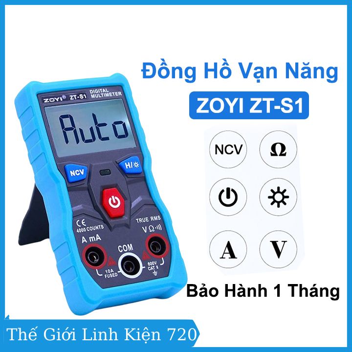 Đồng hồ đo điện đa năng ZOYI ZT-S1 đo điện áp, dòng điện, điện trở có đèn pin sáng, bảo hành 1 tháng
