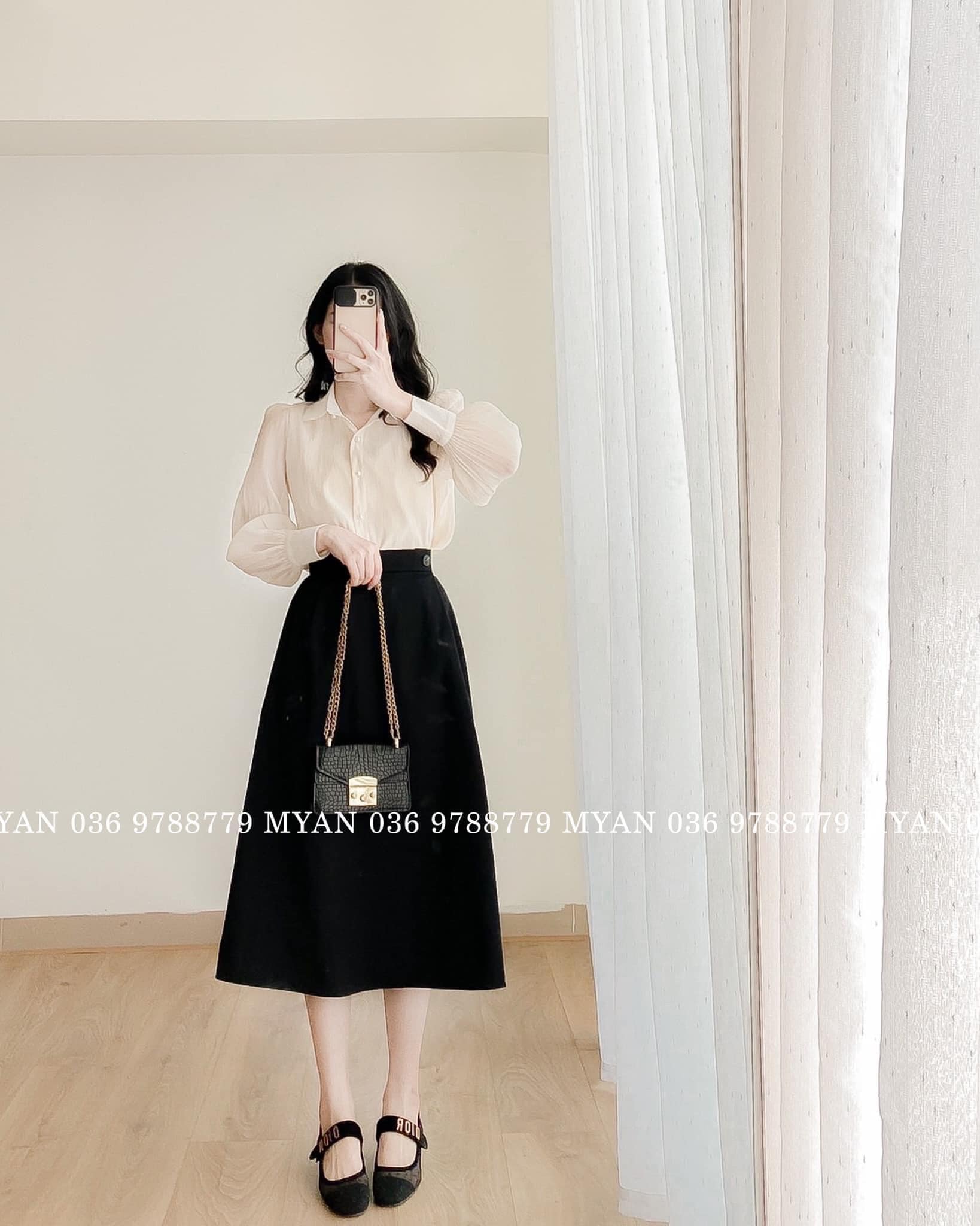 Chân váy thô 1 cúc lệch chun sau V092104