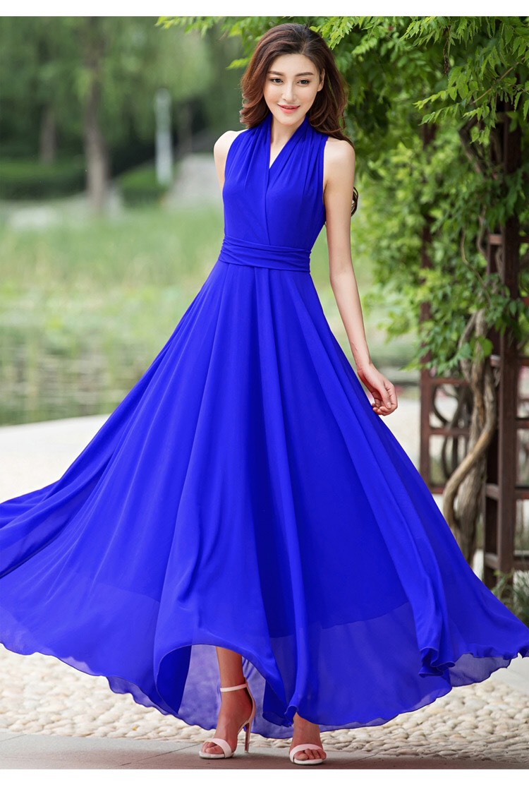 ĐẦM MAXI DÀI CỔ V SANG TRỌNG