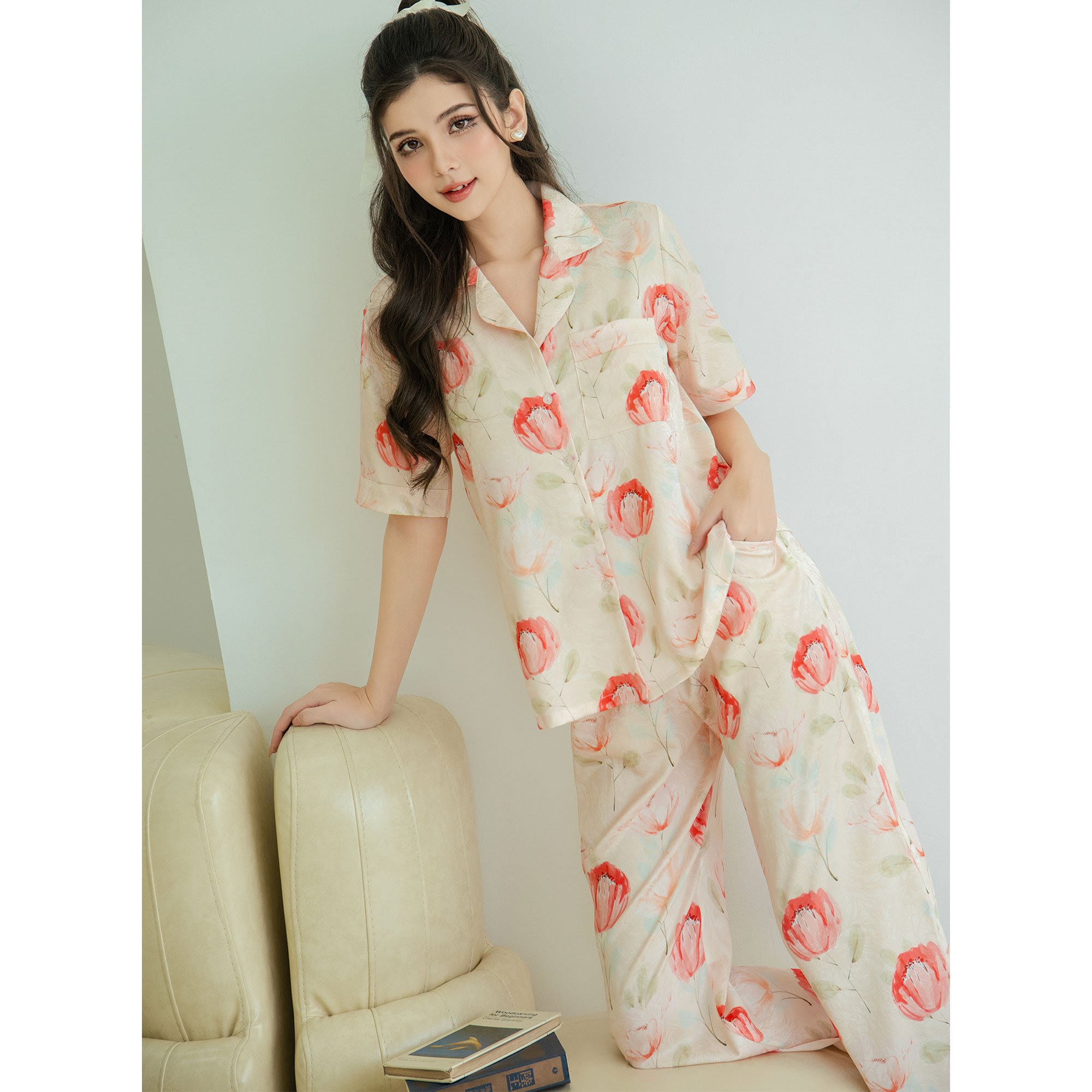 VIBES Pijama dài Lụa gấm Jolie Long Py Set