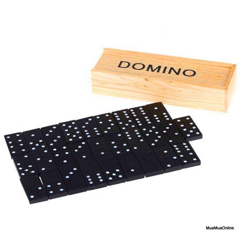 Bộ Đồ Chơi Cờ Domino Đen Có Hộp Gỗ Đựng Cờ Tiện Dụng