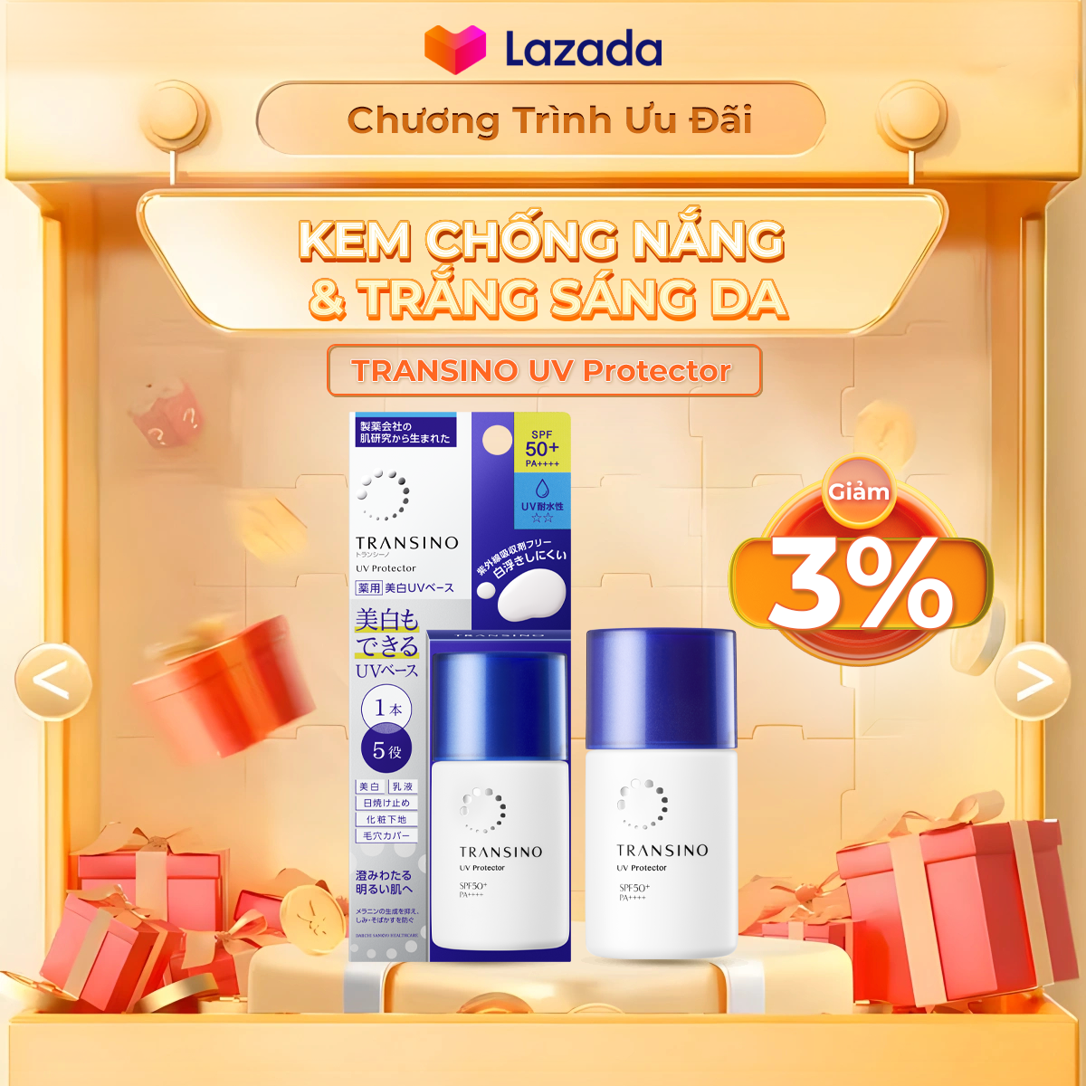 Kem chống nắng trắng sáng da Transino 30ML