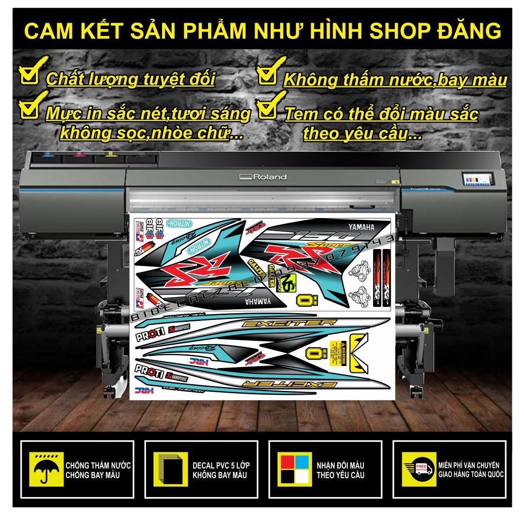 FREESHIP-- TEM RỜI EXCITER 150 CHẾ RS XANH ĐEN