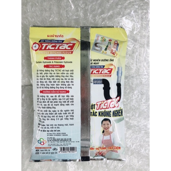 [ Bột thông cống, thông tắc cốc Tictac - 3 gói ]