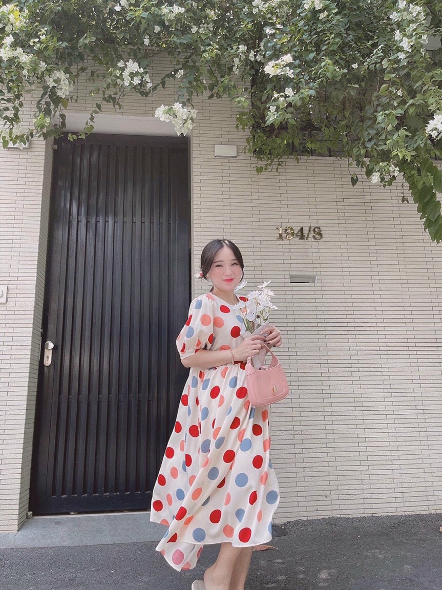 ĐẦM CHẤM BI BABY TAY BÚP NỮ TÍNH