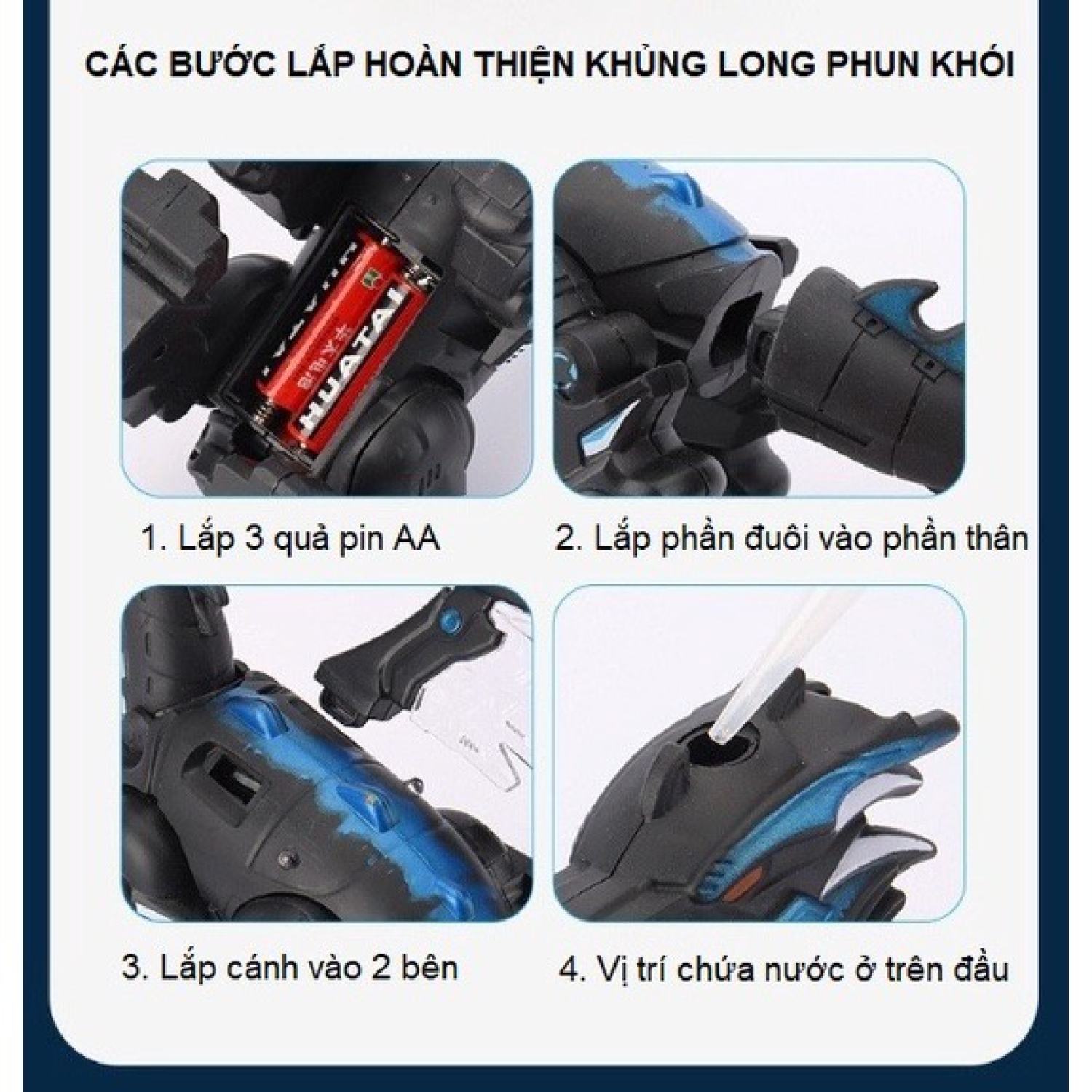 Robot Đồ Chơi Khủng Long chạy pin, Rồng Phun Lửa Phun Khói cho bé