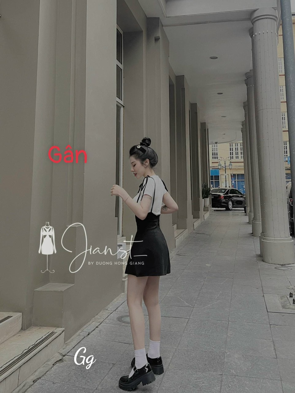 set đầm yếm cột vai xòe xinh chất thun gân mềm mịn