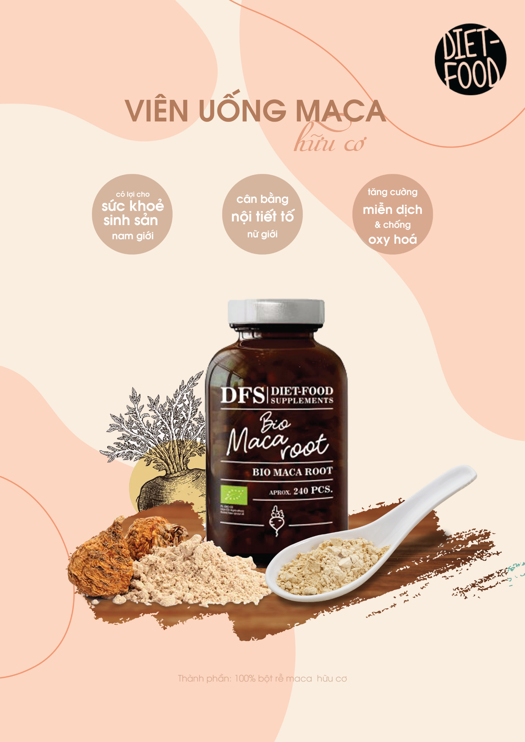 Bột Maca hữu cơ Diet Food 200g
