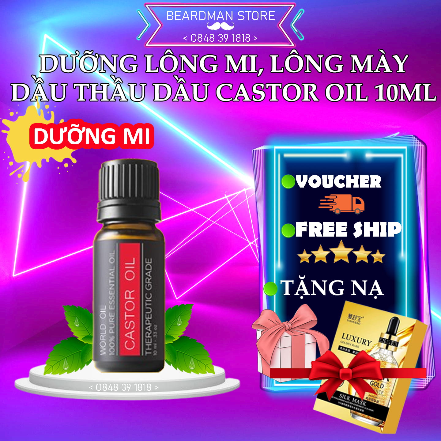 [HCM]Dầu Thầu Dầu Đen ( Castor Oil) Mọc Lông Mày Lông Mi 10ml