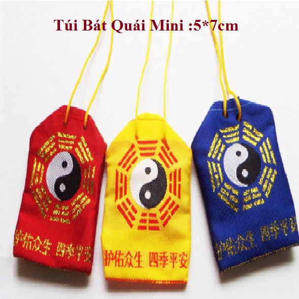 TÚI VẢI BÁT QUÁI MINI 2 kích thước-(đựng xu,thẻ,phù,vật phẩm phong thủy...) Xanh-Đỏ-Vàng