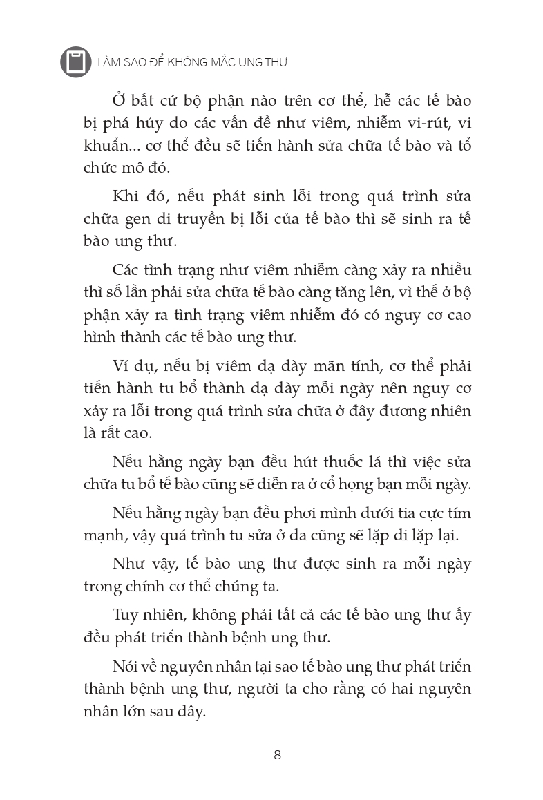 Sách Làm sao để không mắc ung thư