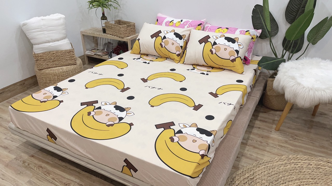 Set Ga Gối Mẫu Bò Sữa Chuối Mã P53