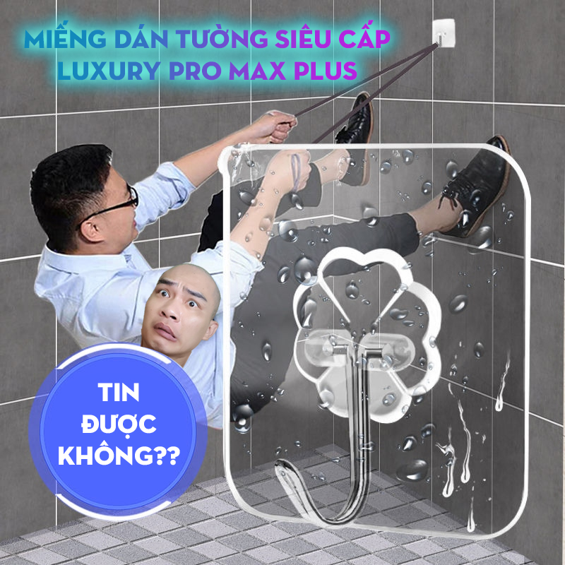 Móc dán tường chịu lực trong suốt siêu dính 6x6cm siêu tiện lợi, bám dính được trên nhiều bề mặt