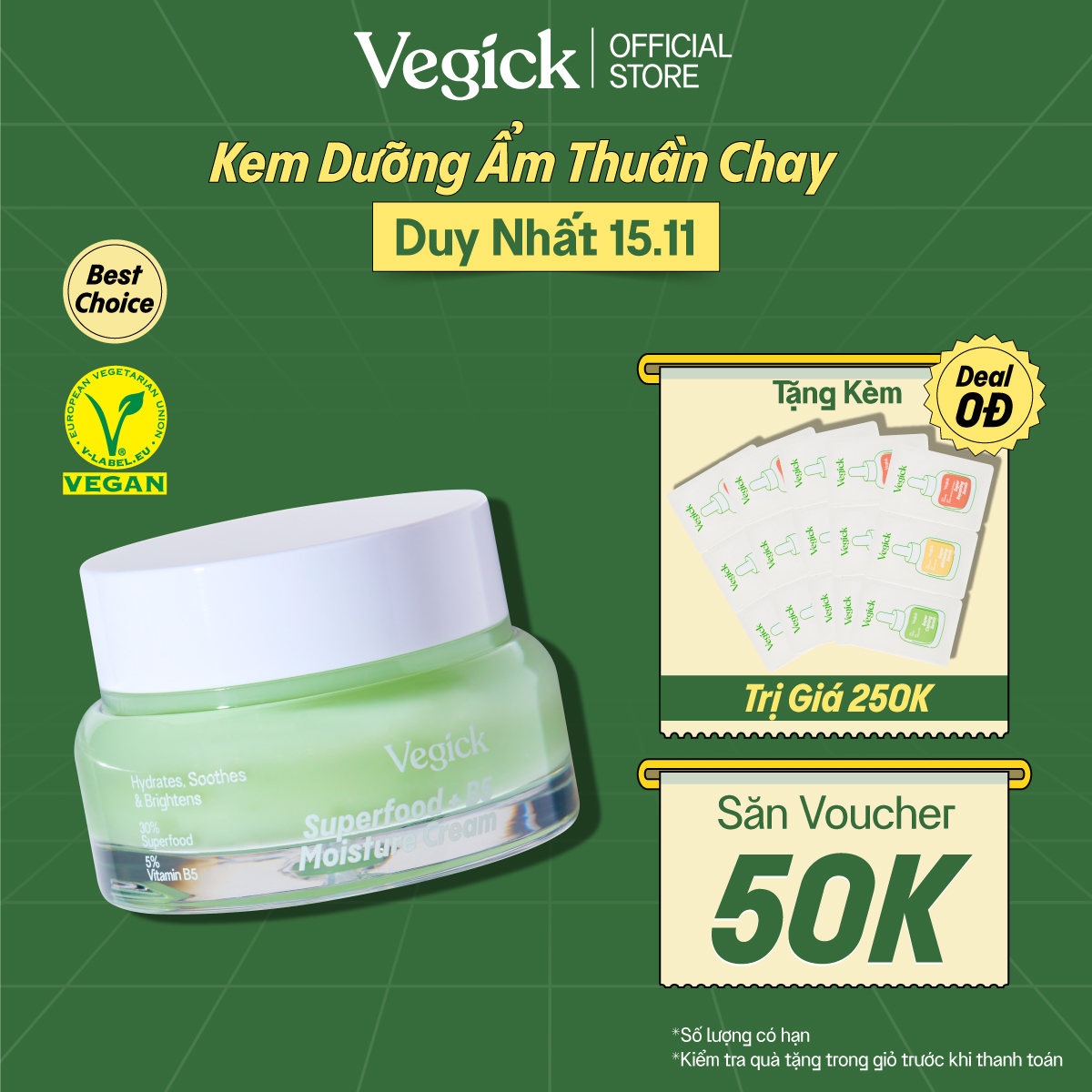 Kem Dưỡng Ẩm Thuần Chay Cho Da Dầu Nhạy Cảm Superfood + B5 Moisture Cream