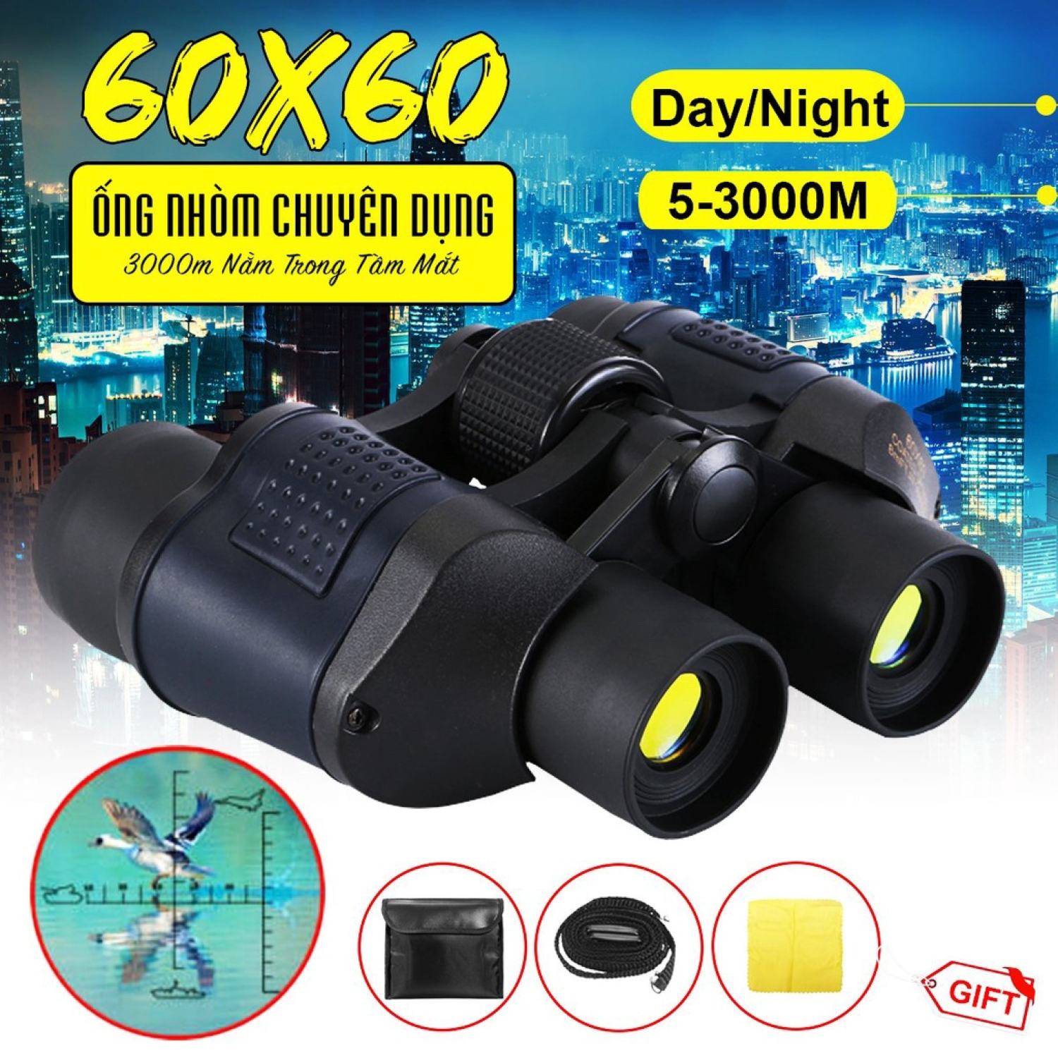 Ống nhòm quân đội 3.000 m 60x60 thu nhỏ thế giới siêu nét bền đẹp bảo hành chính hãng siêu phẩm trong tầm mắt bạn