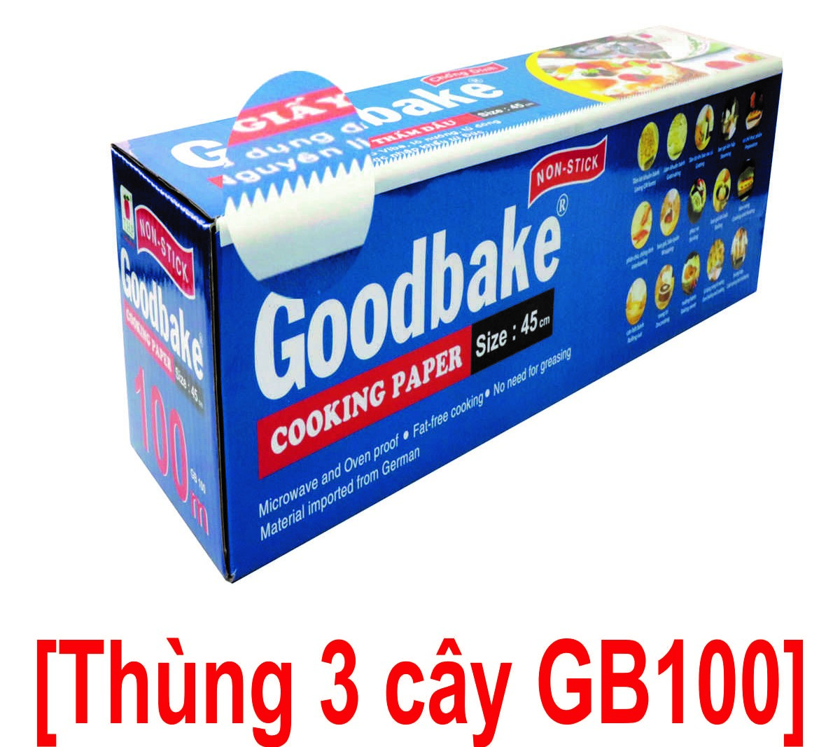 [THÙNG 3 CÂY GB100 (45cm x 100m)] Giấy nến nướng bánh GOODBAKE Baking Paper