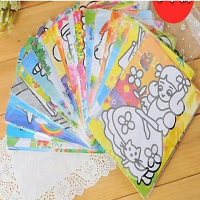 Sỉ 10 Tranh cát khổ A4 nền màu có kèm cát cho bé