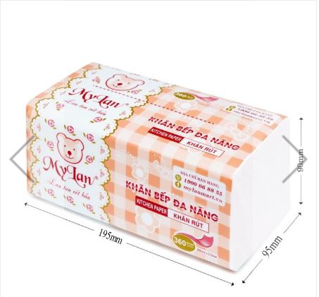 Giấy Nhà Bếp Đa Năng 2 Lớp (360 Tờ/Gói, 4 Gói/Xách)