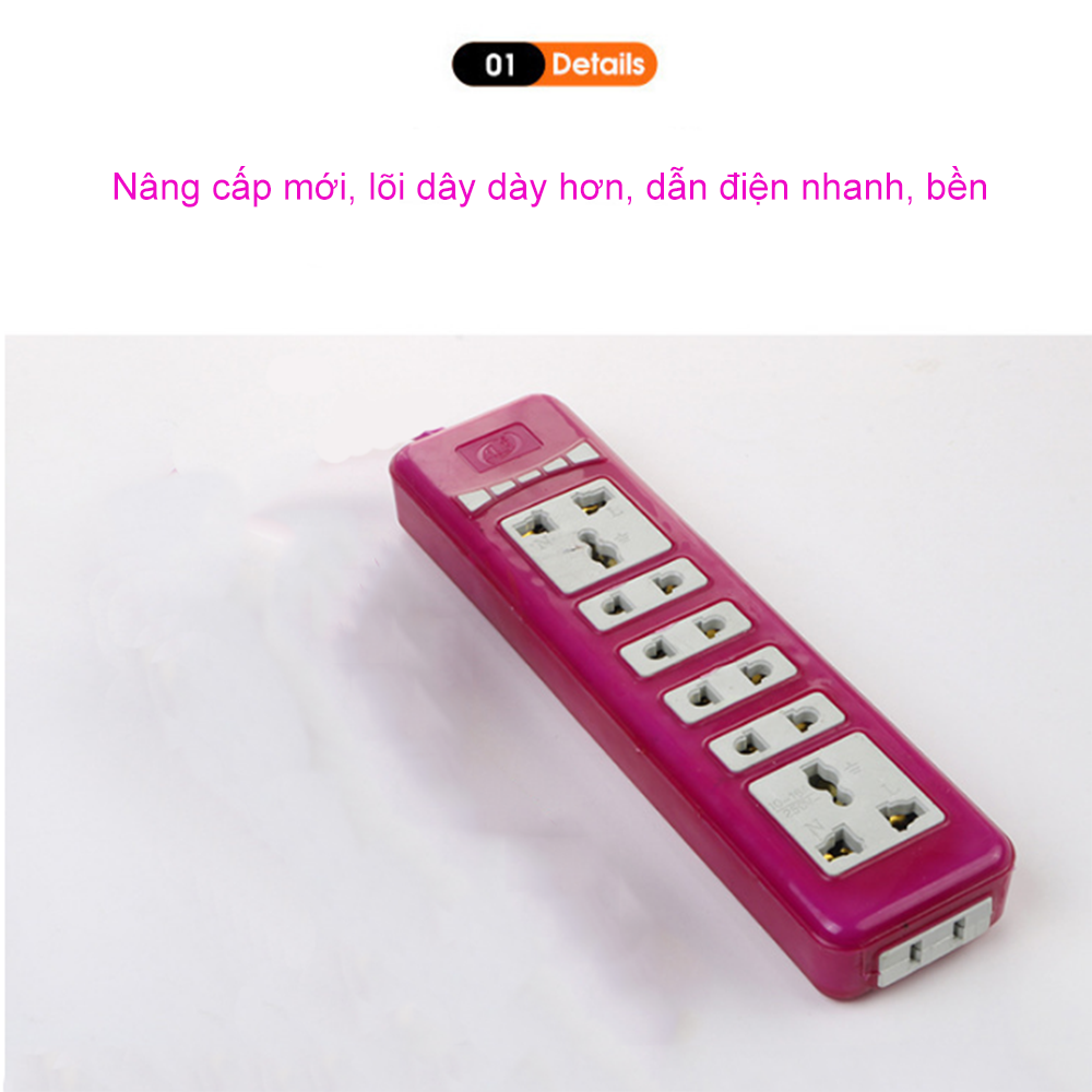 [Hcm]3-Pin 2-Pin Conversion Socket - High-Temperature Resistant Copper Core Wireless Power Socket in Purple and Orange Colors