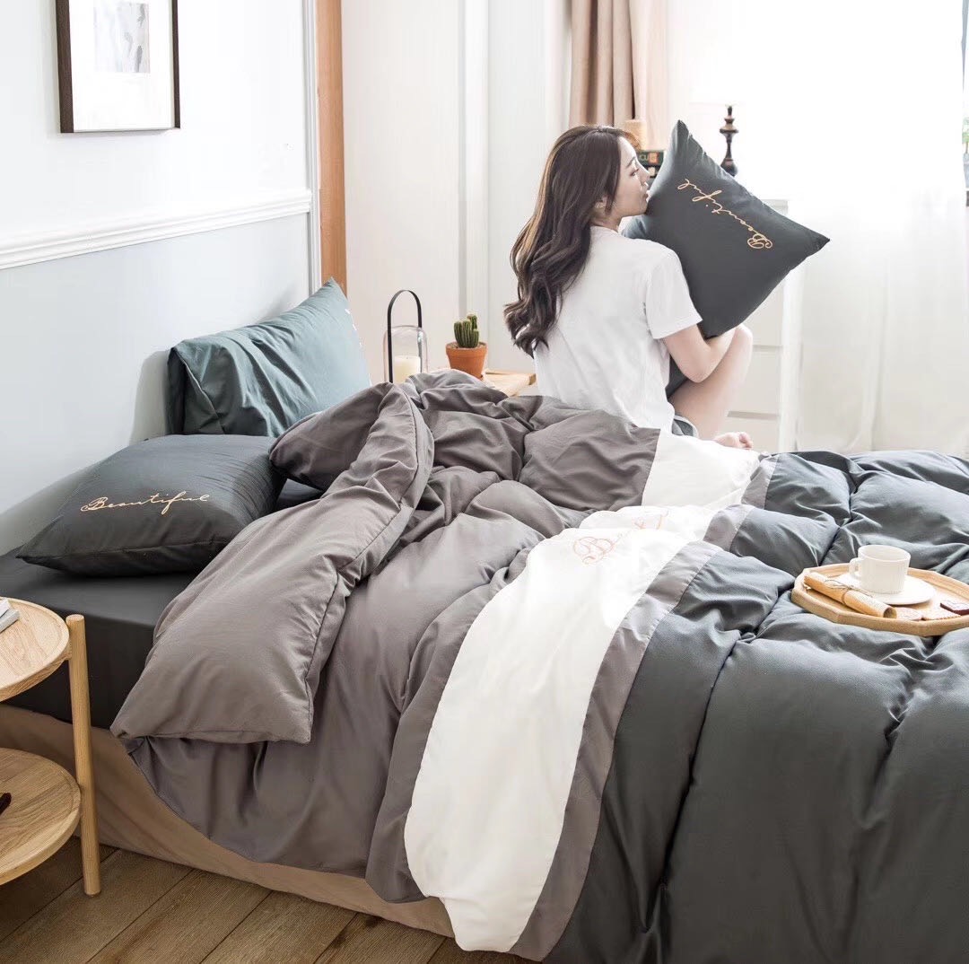 Bộ Chăn Ga Gối Cao Cấp Cotton TiCi phối (1 bộ gồm 1 ga 2 vỏ gối 1 vỏ chăn có khóa kéo)
