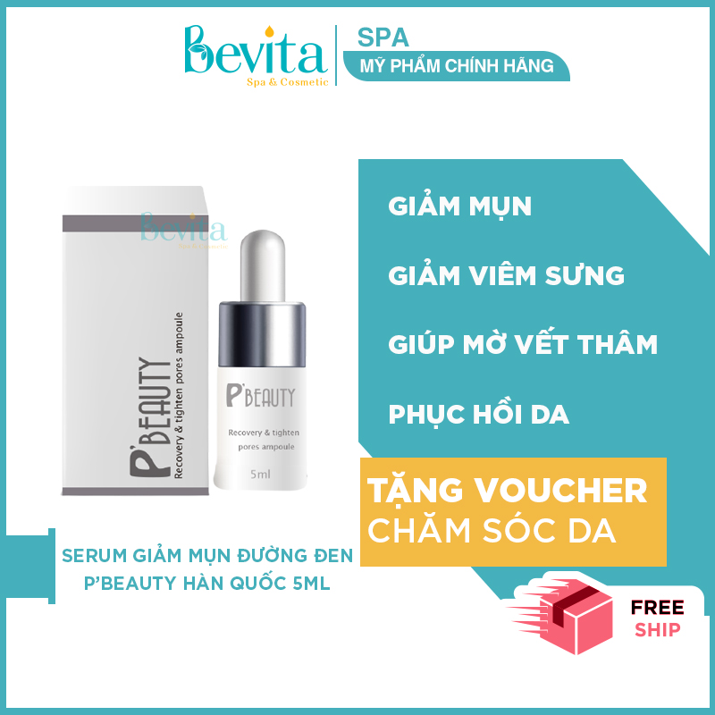Serum đường đen P’Beauty Recovery & Tighten Pores Ampoule 5ml. Serum giảm mụn ẩn, viêm sưng PBeauty - Bevita
