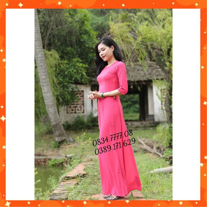 Áo Dài Trơn Màu Hồng Sen - Cực Hot
