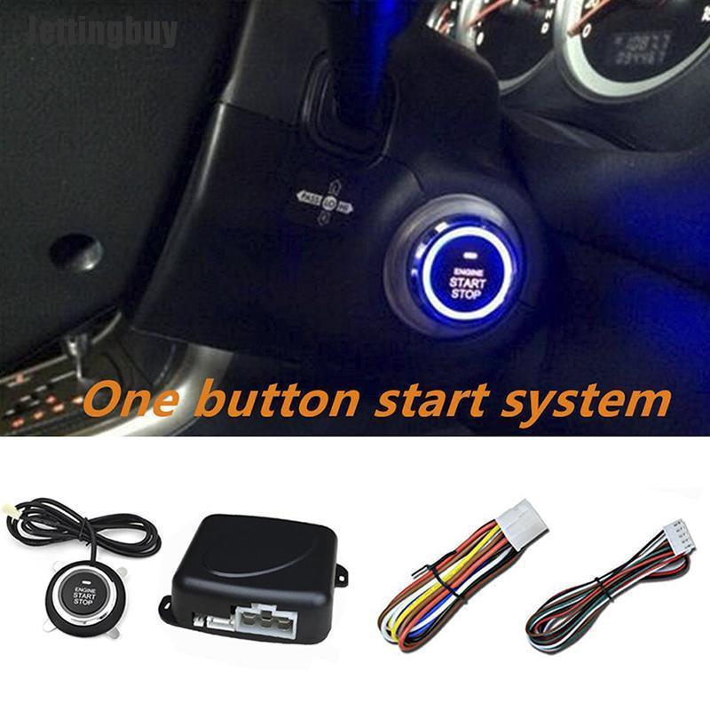 Jettingbuy 12V Push Button Car Engine Start Stop System Kit For Auto Keyless Entry Alarm