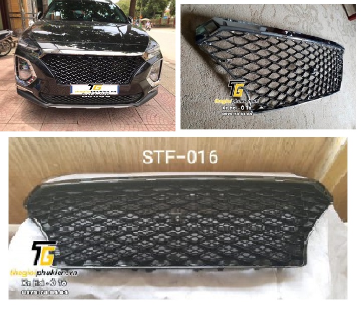 Mặt Calang, Ca lăng độ cho Hyundai Santafe 2019-2020 mẫu Mercedes 2 lớp lưới