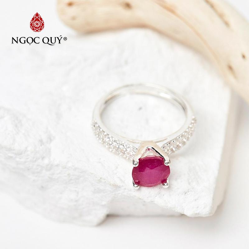 [HCM]Nhẫn Bạc Đá Ruby Mệnh Hỏa Thổ - Ngọc Qúy Gemstones
