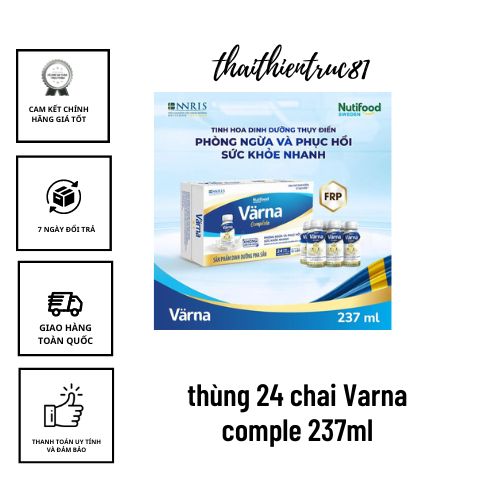[HSD T5-2023] [MẪU MỚI] Thùng 24 Chai Sữa Bột Pha Sẵn Varna- Chai 237ml