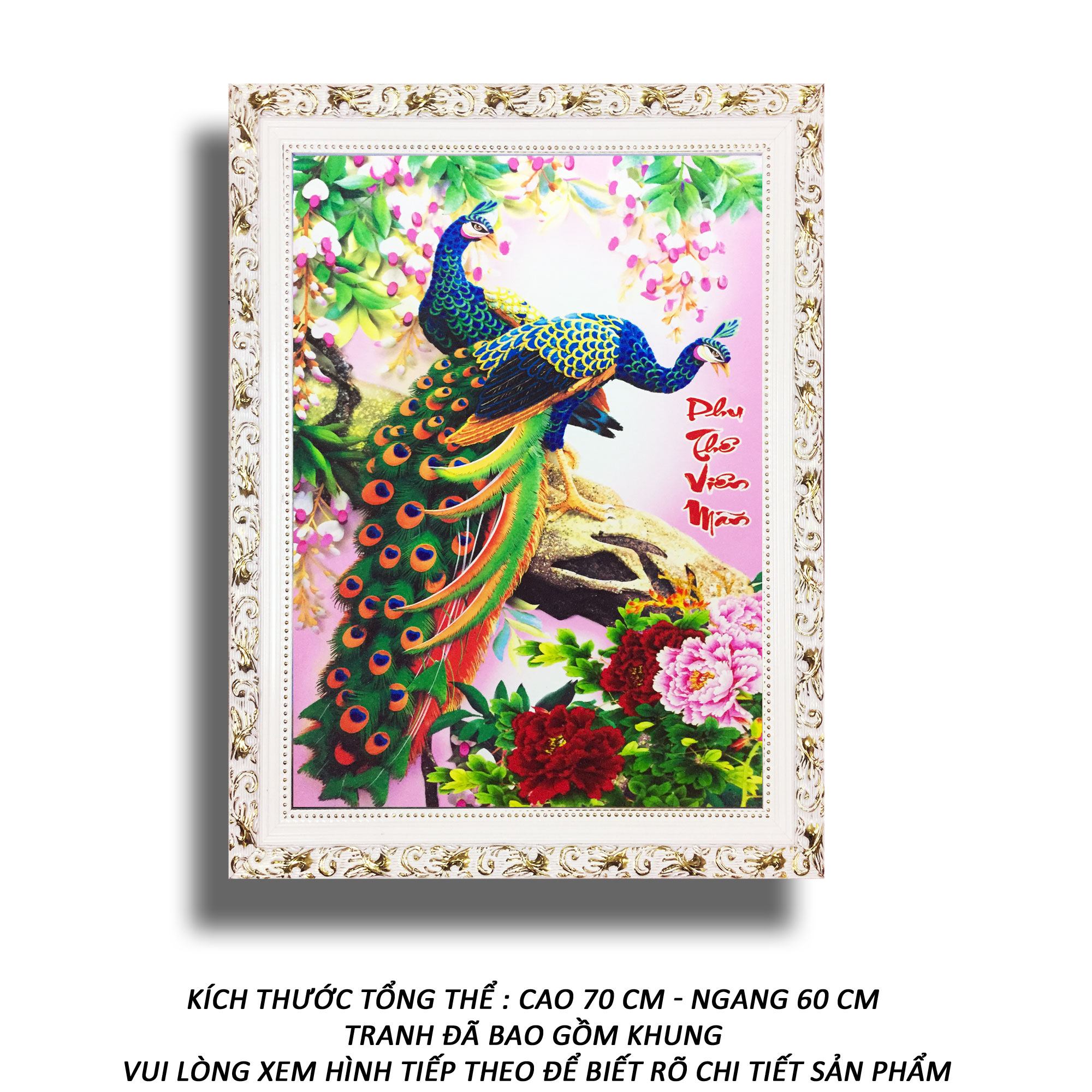 Tranh treo tường - Phu Thê Viên Mãn 02 - Tranh Minh Hiền (KHUNG GỖ - 60 x 70 cm)