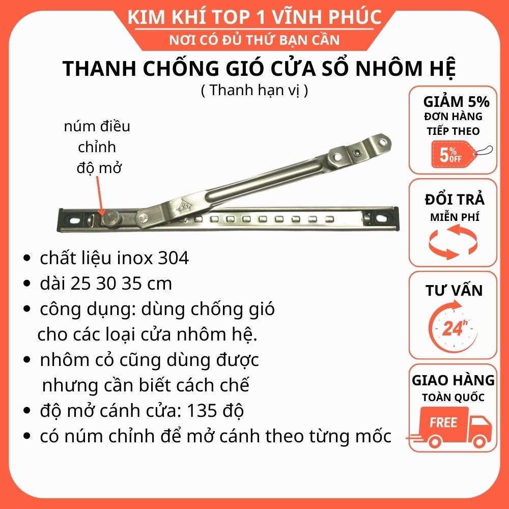 Thanh chống gió cửa nhôm hệ, thanh hạn vi