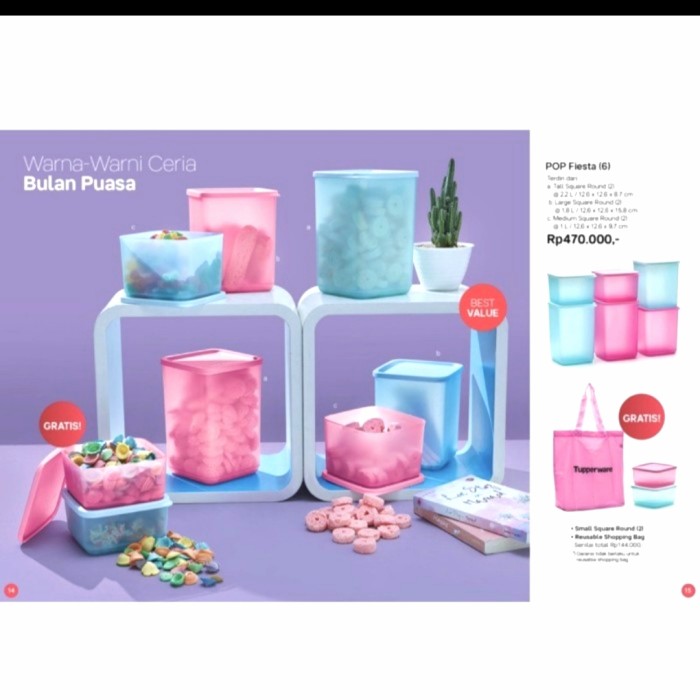 Bộ Hộp Bảo Quản Thực Phẩm Tupperware Pop Fiesta (8 hộp)