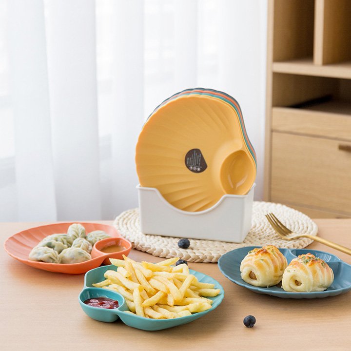 Đĩa Lúa Mạch Hình Vỏ Sò Mẫu Mới Nhất,Có Ngăn Gia Vị