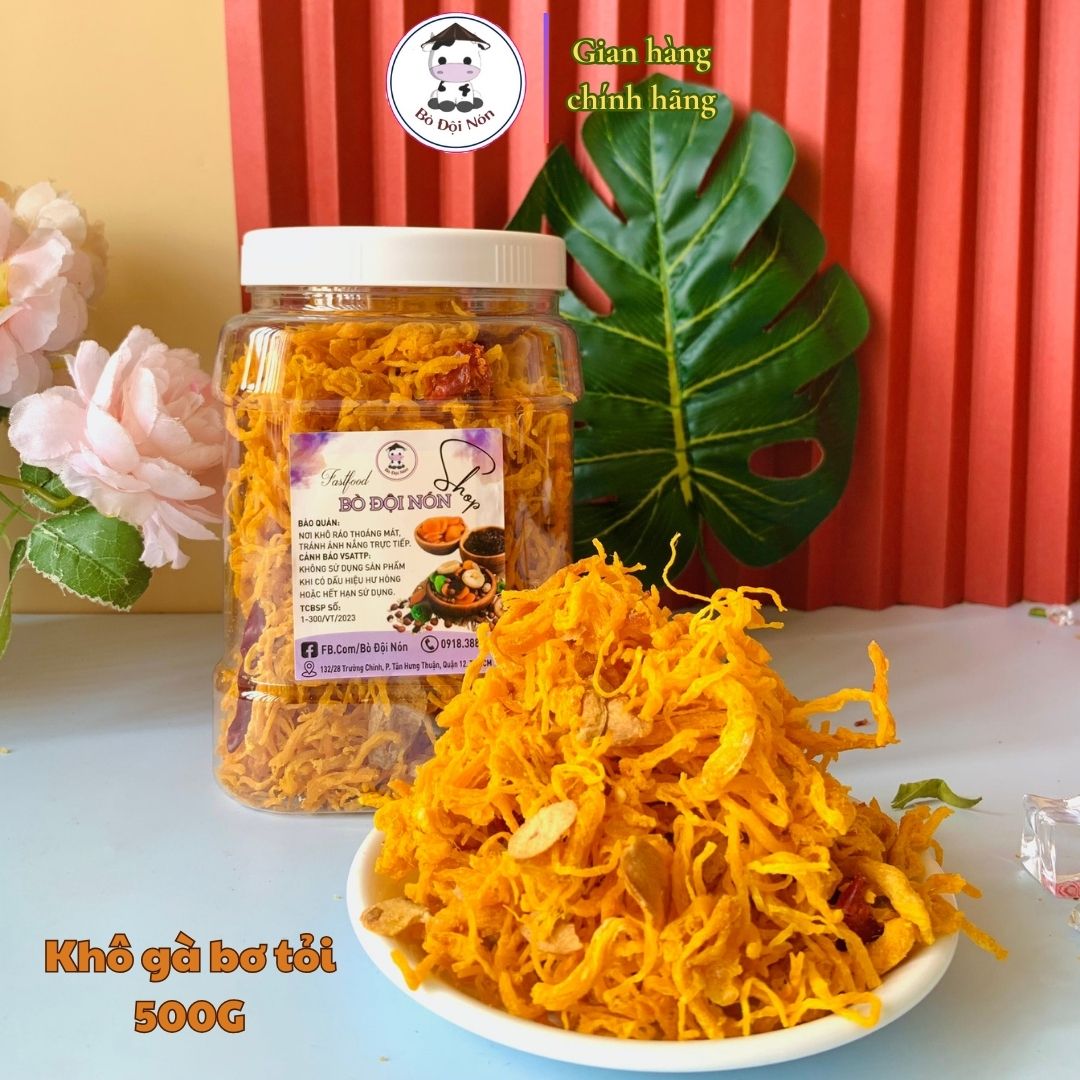 500g khô gà bơ tỏi bò đội nón