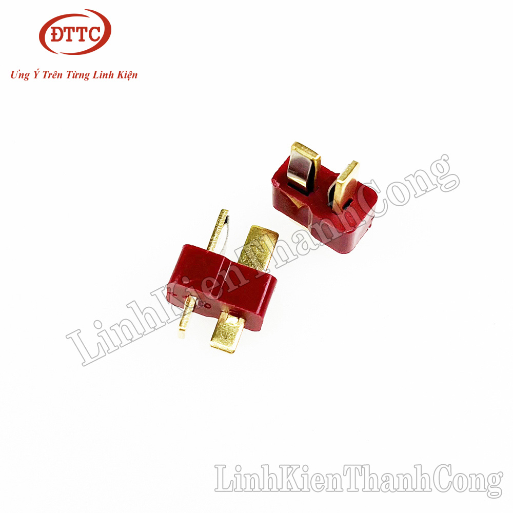 Jack cắm dc chữ t đực màu đỏ mạ vàng