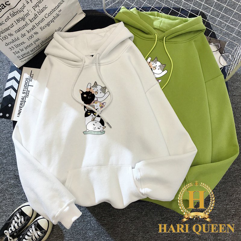 Áo hoodie 5 mèo xếp dọc hari1020
