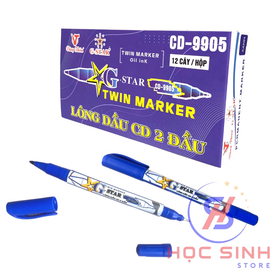 Combo 6/12 Bút Lông Dầu G-Star CD9905 2 Đầu – Mực Bền Màu, Viết Đa Năng (Không Xóa Được) - VPP No.1