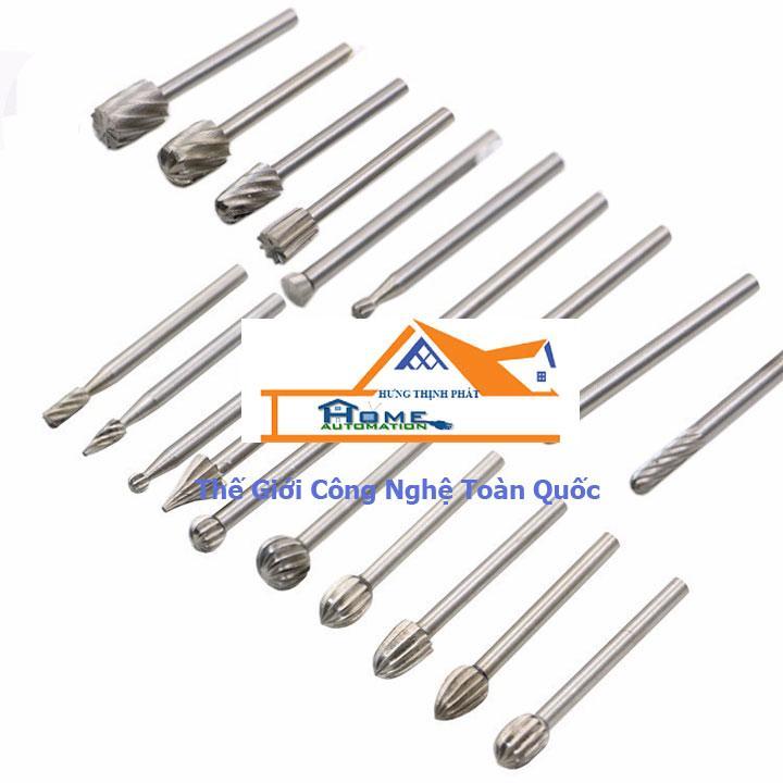 Bộ 20 đầu phay, khoét, tạo rãnh, chạm khắc dùng cho khoan đa năng mini cầm tay - phụ kiện máy khoan mài khắc - đầu mài gỗ - cây mài bằng sắt