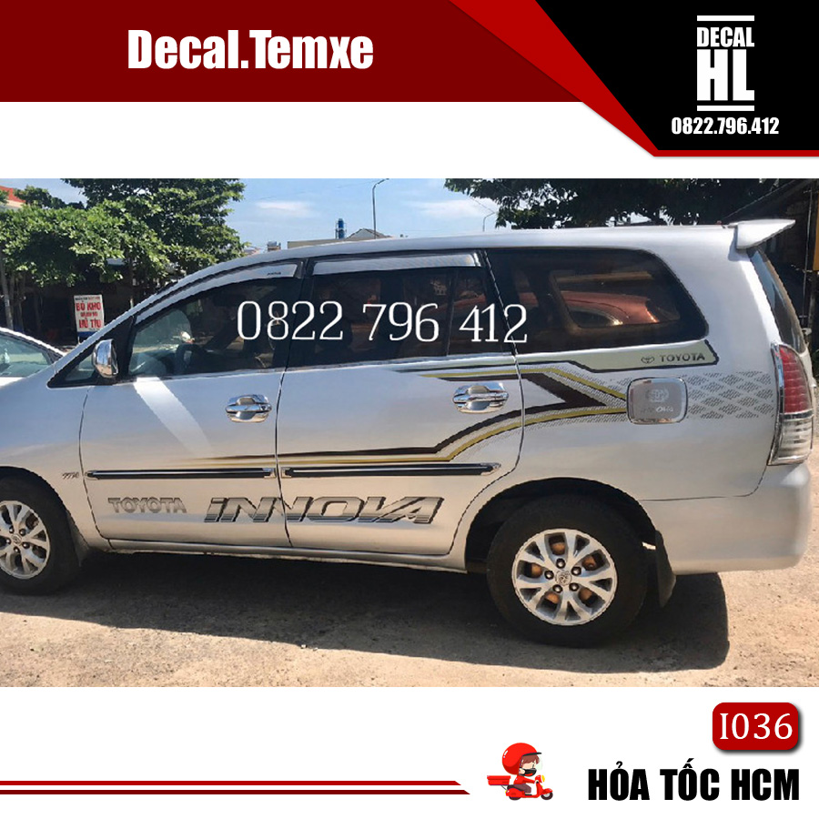 Tem dán sườn xe Innova đẹp, tem dán sườn xe 7 chỗ I036